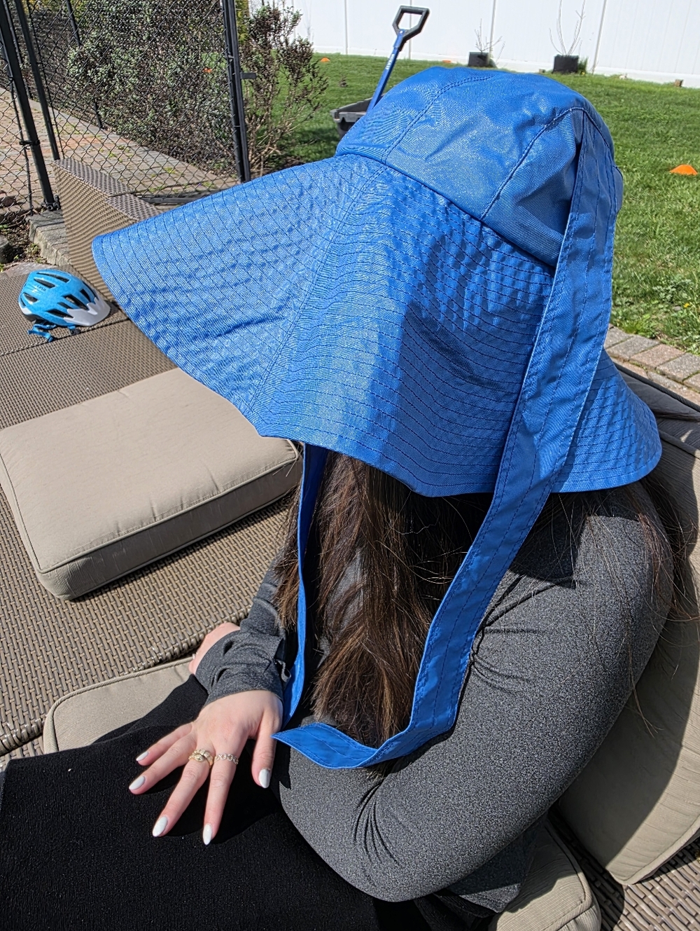 Wide Brim Sun Hat in Bright Blue, No Brand Tag, From Lola Hats